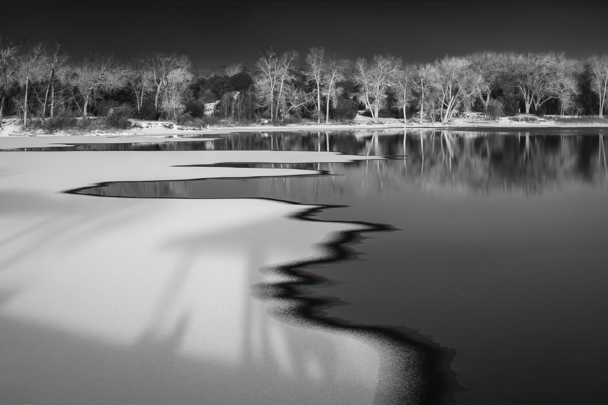 Martin Lake Snow Reflections